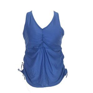 UVSkinz Ruched Blue Tankini Top Cross Back 2XL